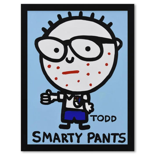Todd Goldman, "Smarty Pants" Framed Original Acrylic Painting on Canvas, Hand Signed with Letter of Authenticity.