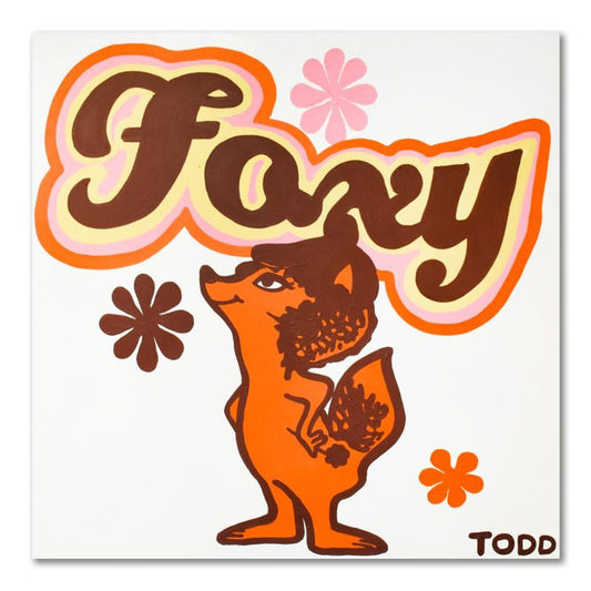 Todd Goldman, "Foxy" Original Acrylic Painting on Gallery Wrapped Canvas, Hand Signed with Letter of Authenticity.