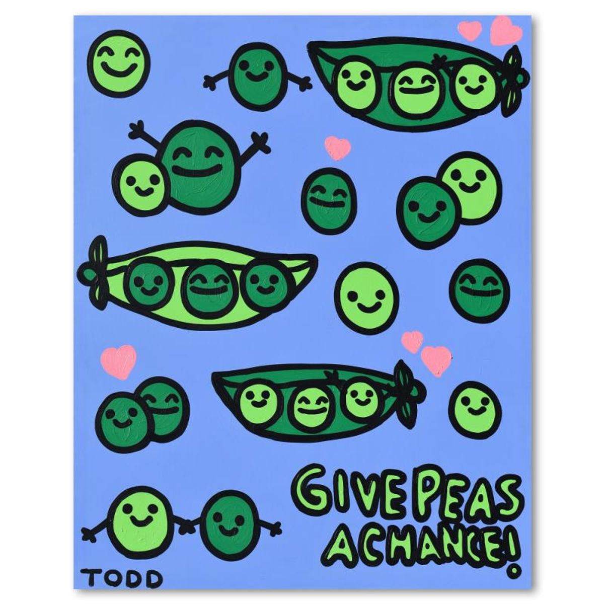 Todd Goldman, "Give Peas A Chance" Original Acrylic Painting on Gallery Wrapped Canvas (48" x 60"), Hand Signed with Letter of Authenticity.