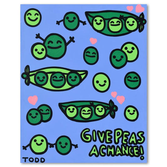 Todd Goldman, "Give Peas A Chance" Original Acrylic Painting on Gallery Wrapped Canvas (48" x 60"), Hand Signed with Letter of Authenticity.
