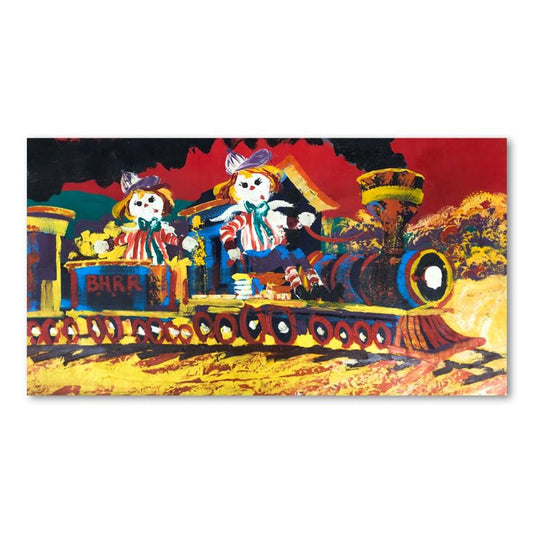 Paul Blaine Henrie (1932-1999), "Choo-Choo Children" Hand Signed Original Painting on Canvas (40"x72") with Letter of Authenticity.
