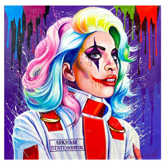 Alexander Ishchenko, "Harley Quinn" Original Acrylic Painting on Canvas, Hand Signed with Letter Authenticity.