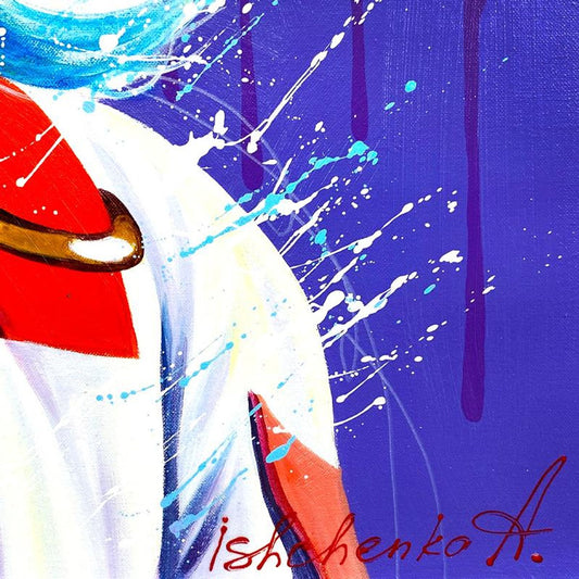 Alexander Ishchenko, "Harley Quinn" Original Acrylic Painting on Canvas, Hand Signed with Letter Authenticity.