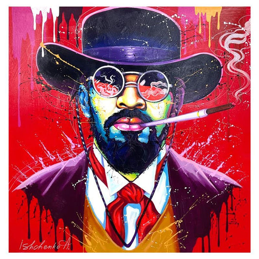 Alexander Ishchenko, "Django" Original Acrylic Painting on Canvas, Hand Signed with Letter Authenticity.