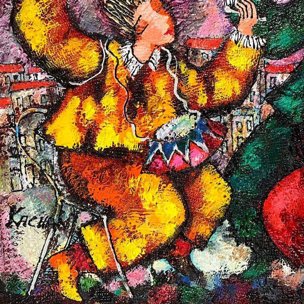 Michael Kachan Hand Signed Original Painting on Canvas with Letter of Authenticity.