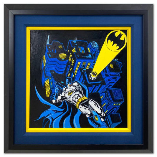 Steve Kaufman (1960-2010), "Batman III" Framed Original Painting on Canvas, Hand Signed Inverso with Letter of Authenticity.