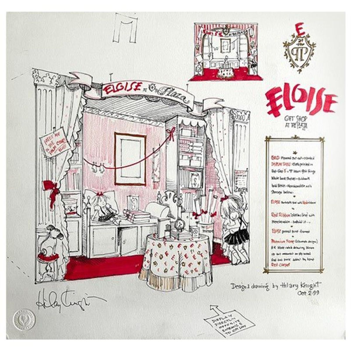 Hilary Knight, "Eloise's Gift Shop" Hand Signed Original Art with Letter of Authenticity.