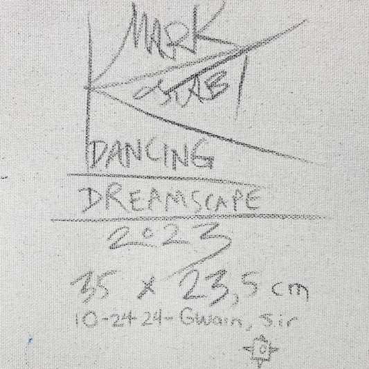 Mark Kostabi, "Dancing Dreamscape" Framed Original Oil Painting on Canvas, Hand Signed with Letter of Authenticity.