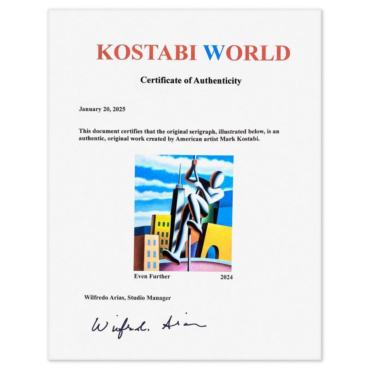 Mark Kostabi, "Even Further" Framed Original Oil Painting on Canvas, Hand Signed with a Certificate of Authenticity.