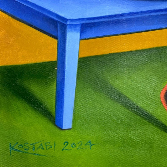 Mark Kostabi, "Dreams Come True" Framed Original Oil Painting on Canvas, Hand Signed with COA