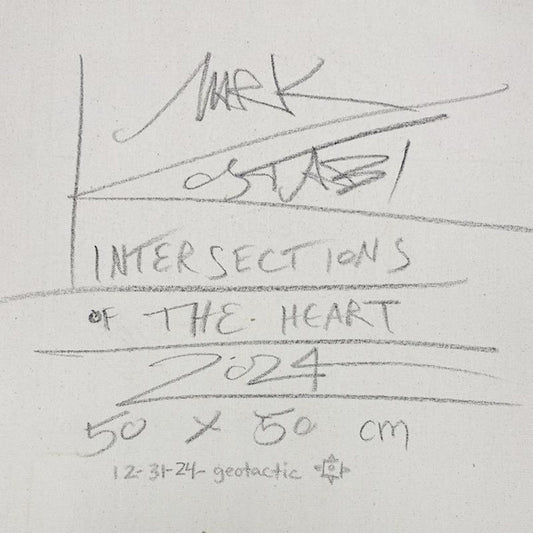 Mark Kostabi, "Intersection of the Heart" Framed Original Oil Painting on Canvas, Hand Signed with a Certificate of Authenticity.