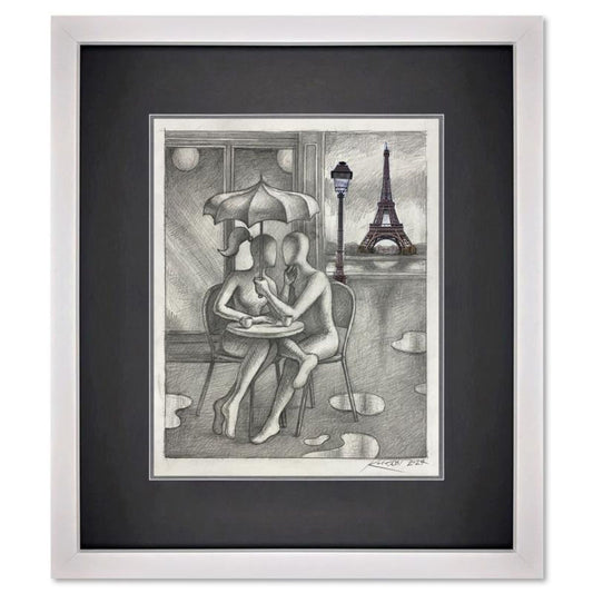 Mark Kostabi, "That Magic Moment" Framed Original Mixed Media Drawing on Paper, Hand Signed with Certificate of Authenticity