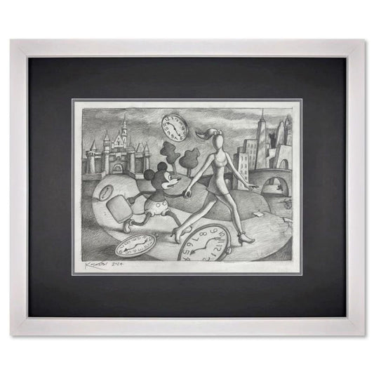 Mark Kostabi, "Take Me There" Framed Original Drawing on Paper, Hand Signed with Certificate of Authenticity