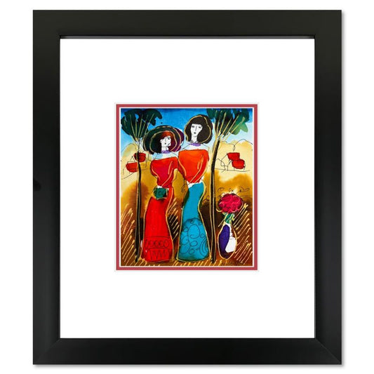 Moshe Leider, Framed Original Mixed Media Watercolor Painting, Hand Signed with Letter of Authenticity.