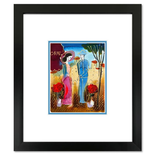 Moshe Leider, Framed Original Mixed Media Watercolor Painting, Hand Signed with Letter of Authenticity.