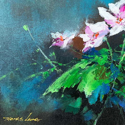 Thomas Leung, "Lily Beauty" Original Acrylic Painting on Canvas Board, Hand Signed with Letter of Authenticity.