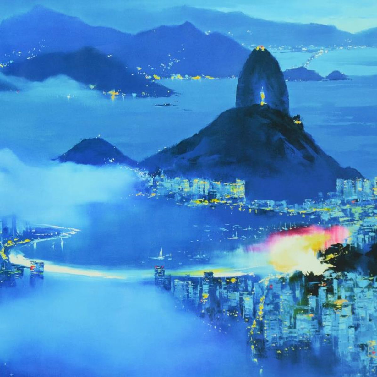 H. Leung, "Rio at Dusk" Limited Edition on Canvas, Numbered and Hand Signed with Letter of Authenticity.