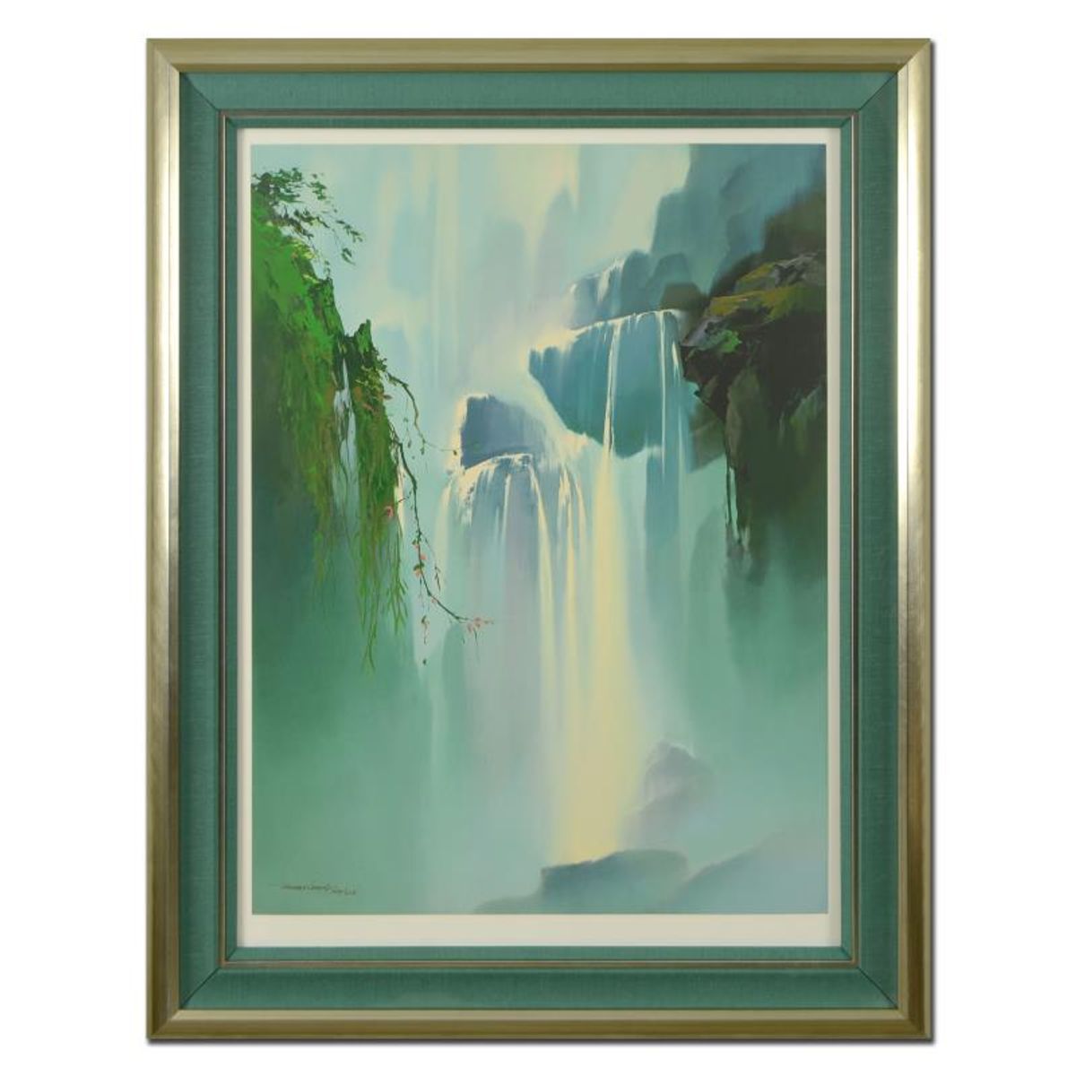 Thomas Leung, "Misty Falls" Framed Limited Edition, Numbered 164/275 and Hand Signed with Letter of Authenticity.