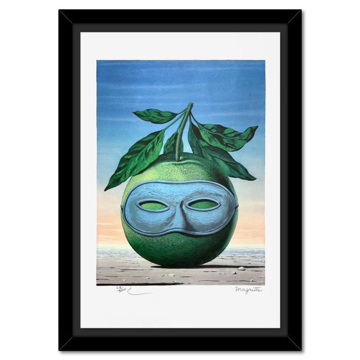 Rene Magritte 1898-1967 (After), "Souvenir de Voyage" Framed Limited Edition Lithograph, Estate Signed and Numbered 67/300 with Certificate of Authenticity.