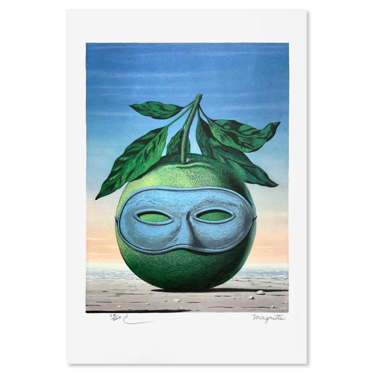 Rene Magritte 1898-1967 (After), "Souvenir de Voyage" Framed Limited Edition Lithograph, Estate Signed and Numbered 67/300 with Certificate of Authenticity.