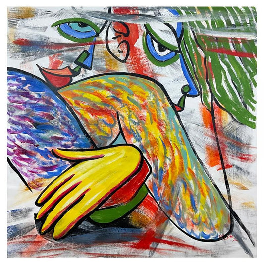 Mani, Original Acrylic Painting on Canvas (46" x 46"), Hand Signed with Letter of Authenticity