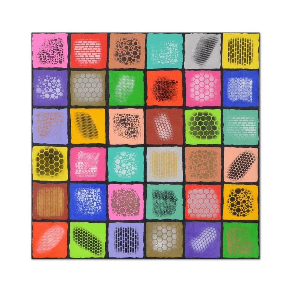 George Marlowe, "Patchwork" Hand Signed Original Acrylic Painting on Canvas with Letter of Authenticity.