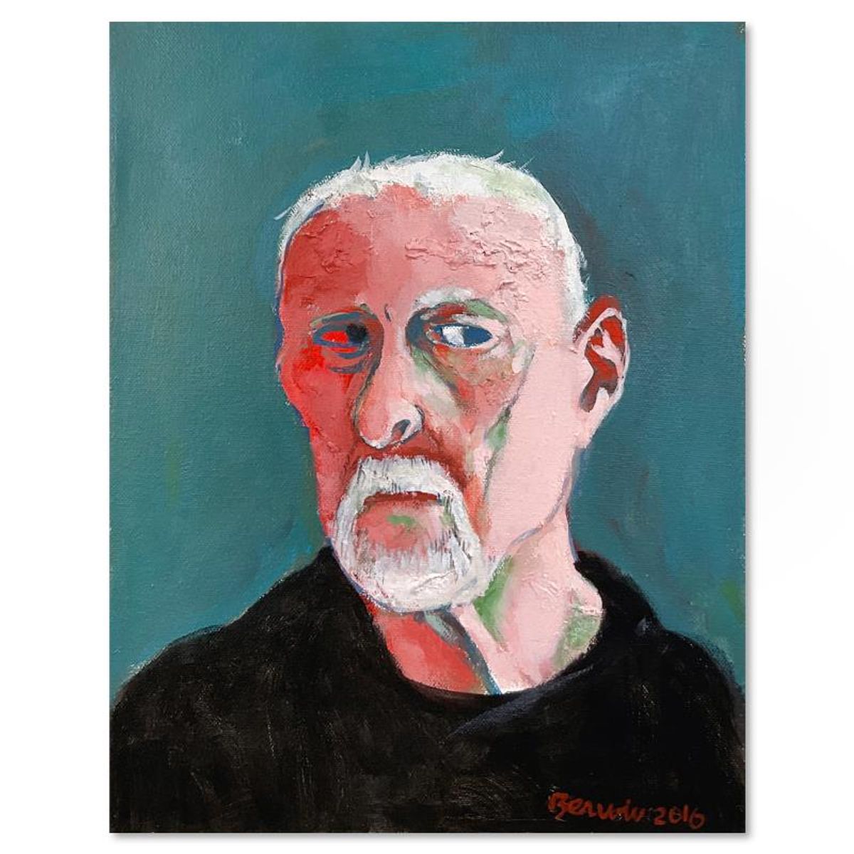 Milton Berwin (1925-2023), "Self Portrait" Original Painting on Canvas (14" x 11"), Hand Signed with Letter of Authenticity.