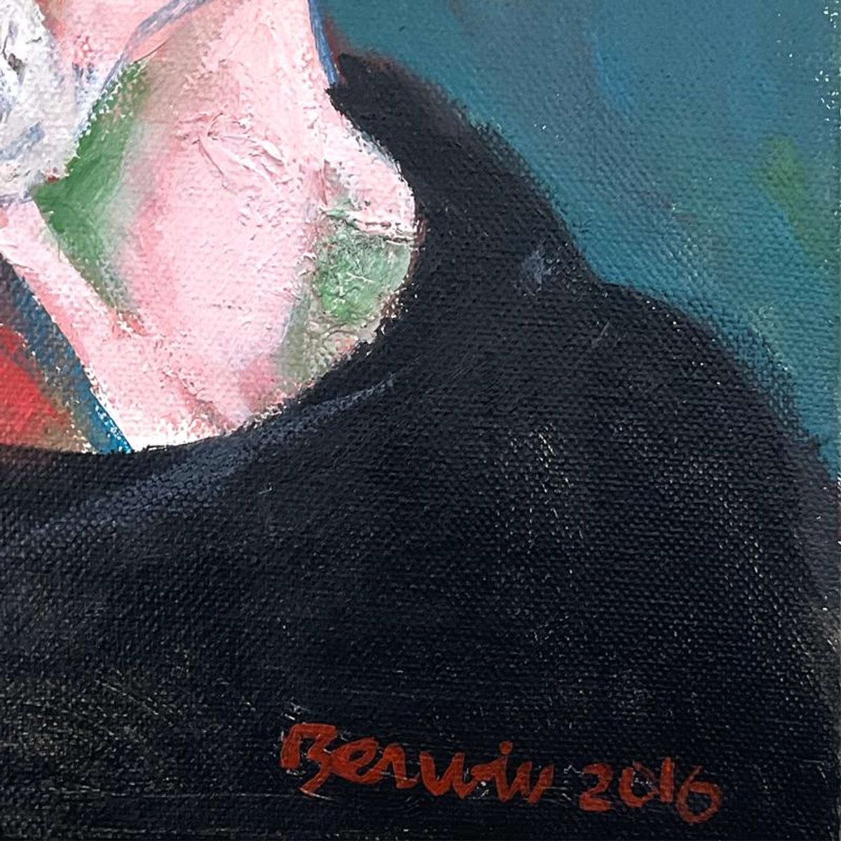 Milton Berwin (1925-2023), "Self Portrait" Original Painting on Canvas (14" x 11"), Hand Signed with Letter of Authenticity.