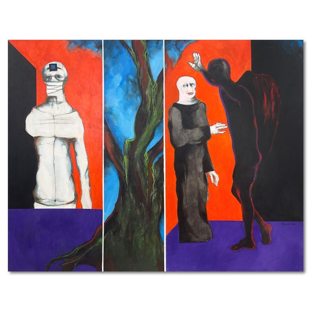 Milton Berwin (1925-2023), Original Painting on on Canvas (48" x 62"), Hand Signed with Letter of Authenticity.