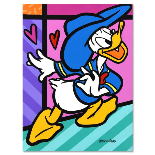 Valter Morais, "Donald Duck" Original Acrylic Painting on Canvas, Hand Signed with Letter of Authenticity.