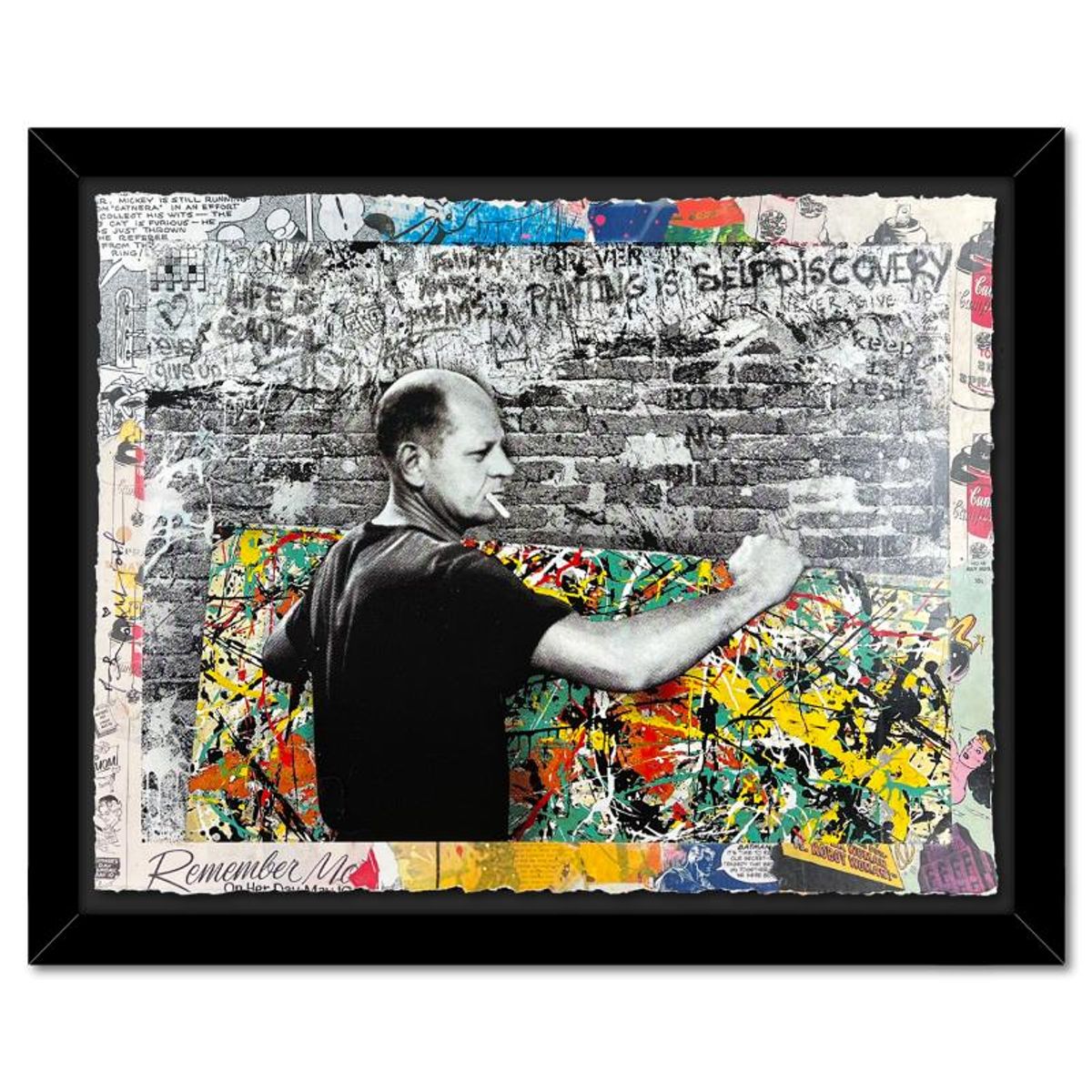 Mr. Brainwash, "Self-Discovery" Framed Unique (UNIQ) Mixed Media, Hand Signed with Certificate of Authenticity.