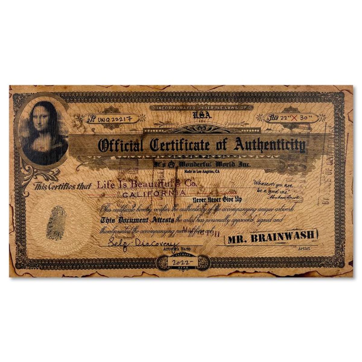 Mr. Brainwash, "Self-Discovery" Framed Unique (UNIQ) Mixed Media, Hand Signed with Certificate of Authenticity.