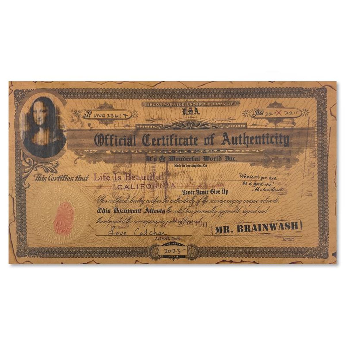 Mr. Brainwash, "Love Catcher" Framed Unique (UNIQ) Mixed Media, Hand Signed with Certificate of Authenticity.