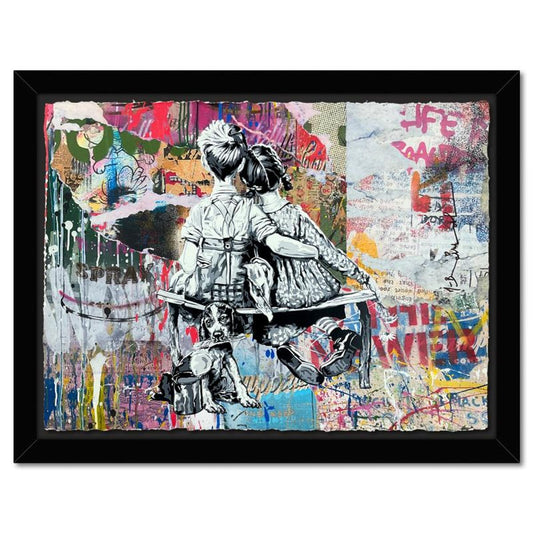 Mr. Brainwash, "Work Well Together" Framed Unique (UNIQ) Mixed Media, Hand Signed with Certificate of Authenticity.