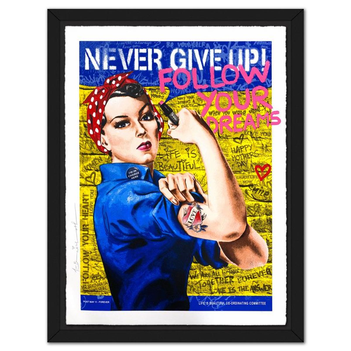 Mr Brainwash, "Mom Can Do It, 2025" Framed Limited Edition Silkscreen, Numbered and Hand Signed with Certificate of Authenticity.