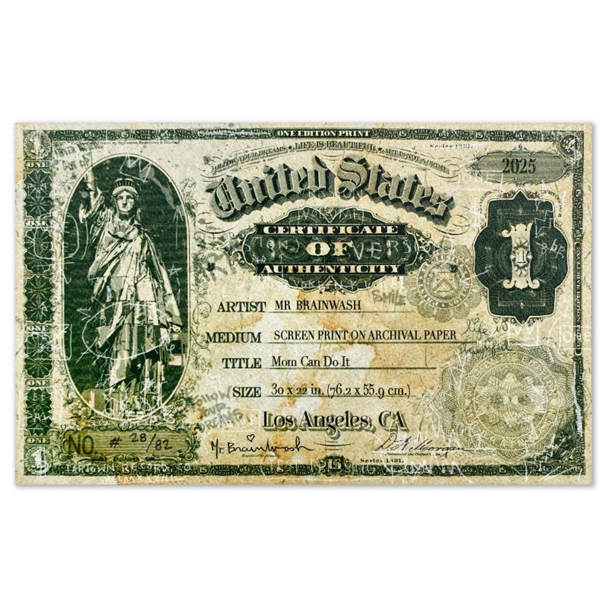 Mr Brainwash, "Mom Can Do It, 2025" Framed Limited Edition Silkscreen, Numbered and Hand Signed with Certificate of Authenticity.