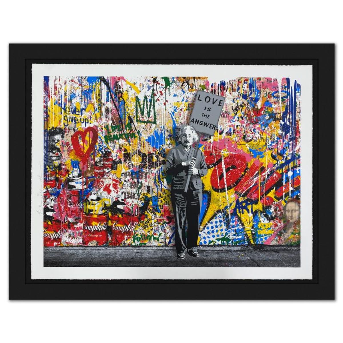 Mr Brainwash, "M=bw² - Collage, 2024" Framed Limited Edition Silkscreen, Hand Signed with Certificate of Authenticity.