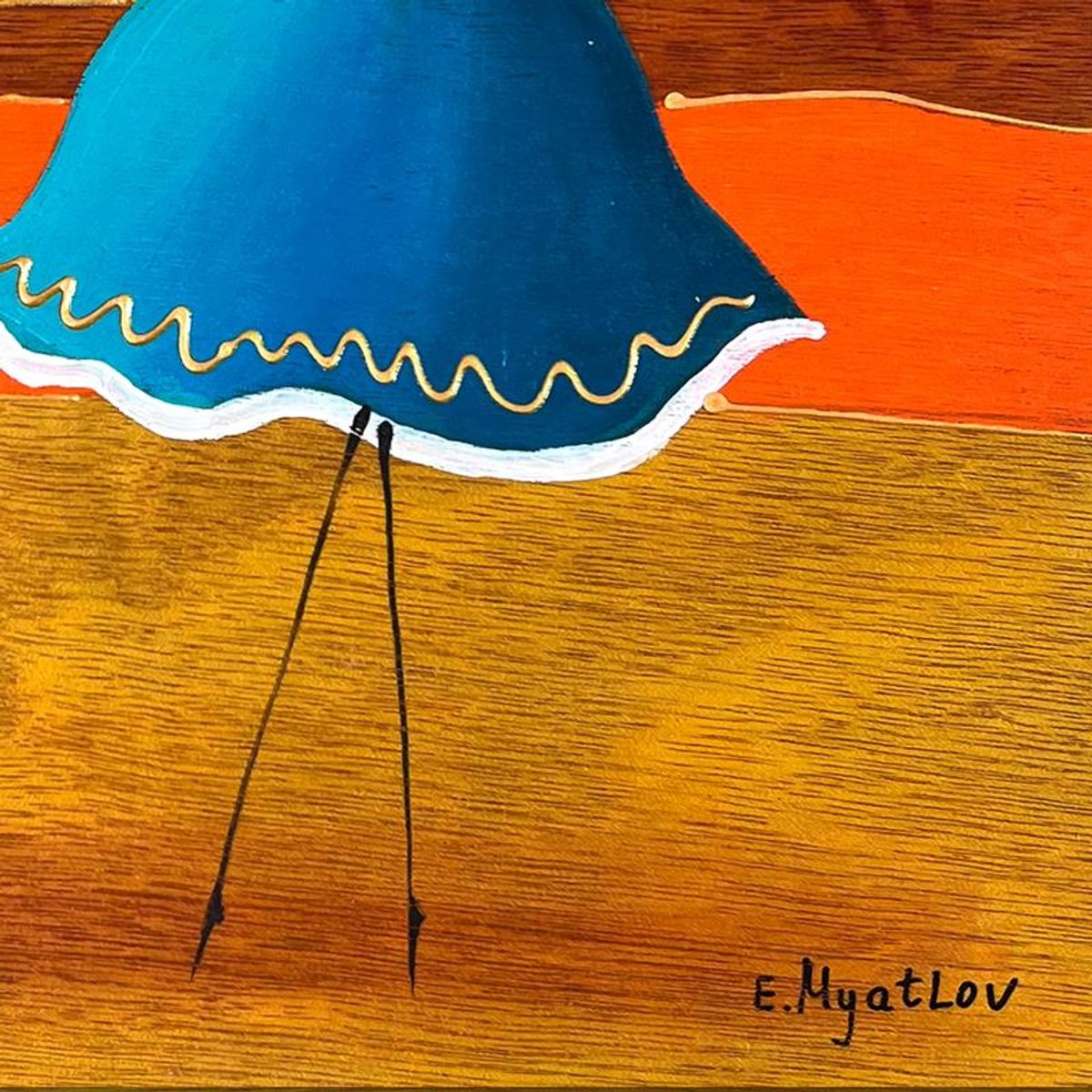 Ester Myatlov Hand Signed Original Painting on Wood Panel with Letter of Authenticity.