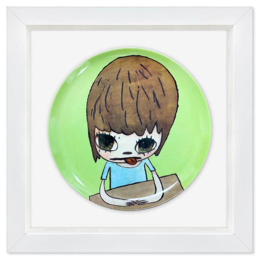 Yoshitomo Nara, "Girl in the Moon" Framed Limited Edition Fine Bone China Plate.
