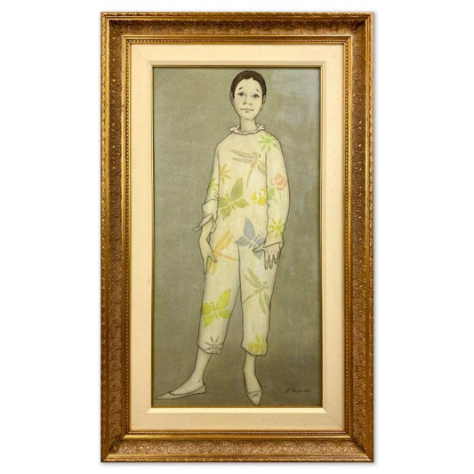 Philippe Noyer (1917-1985), "Portrait" Framed Original Oil Painting on Canvas, Dated (1963) Hand Signed with Letter of Authenticity.
