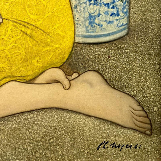 Philippe Noyer (1917-1985), "Fornarina a la Torche" Framed Original Oil Painting on Canvas, Dated (1961) Hand Signed with Letter of Authenticity.