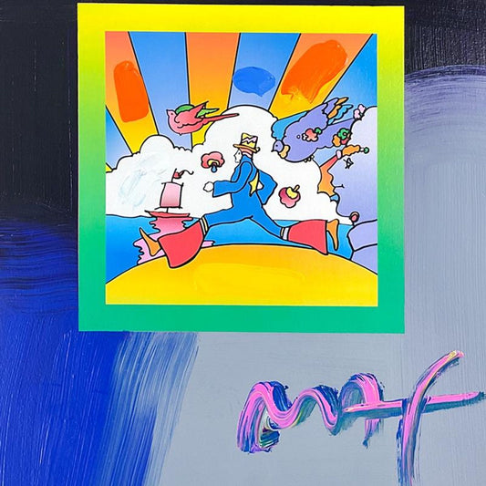 Peter Max, "Cosmic Runner" Framed One-of-a-Kind Acrylic Mixed Media, Hand Signed with Registration Number Certifying Authenticity