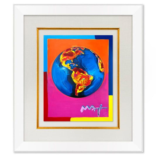 Peter Max, "Clinton Foundation" Framed One-of-a-Kind Mixed Media, Hand Signed with Registration Number Certifying Authenticity.