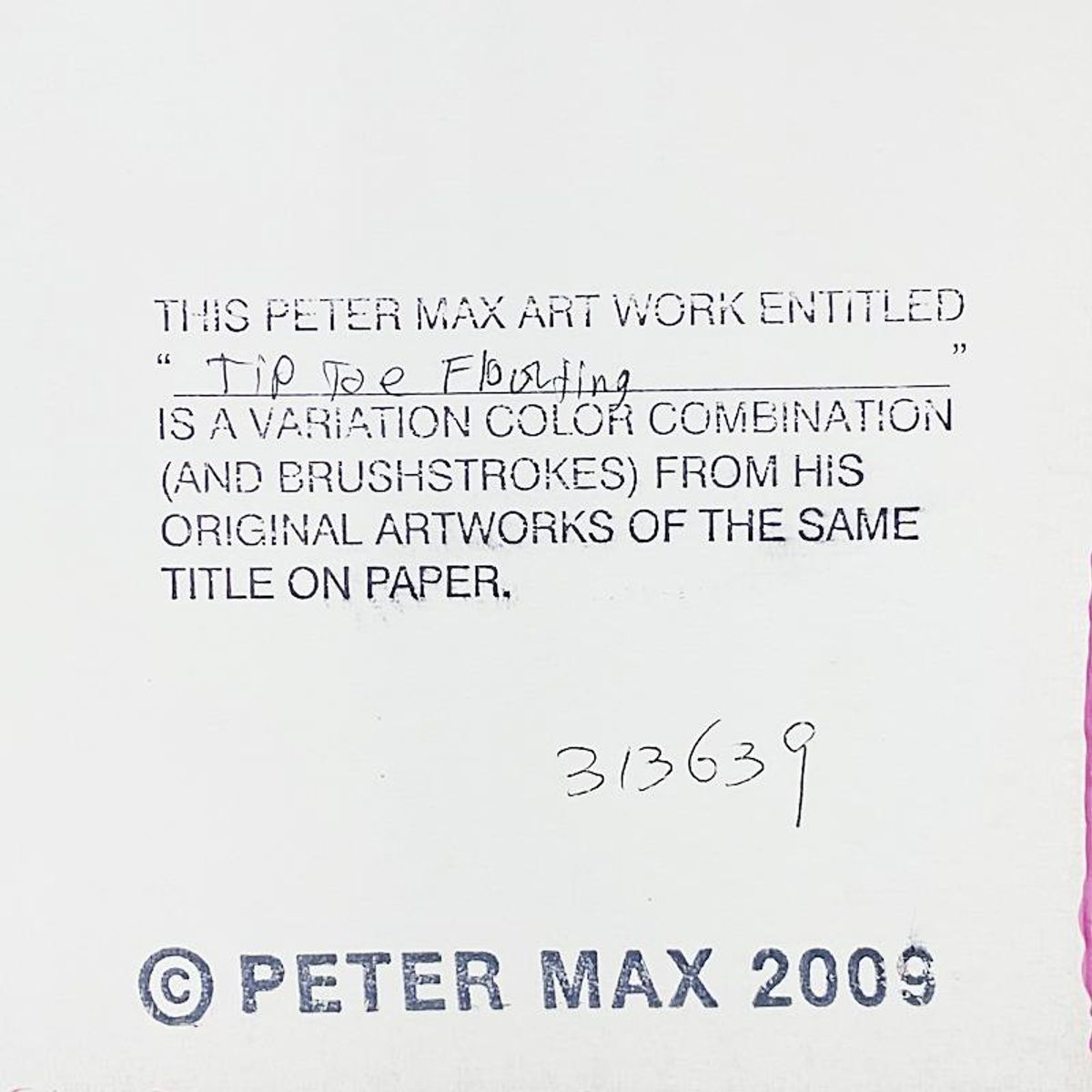 Peter Max, "Tip Toe Floating" Framed One-of-a-Kind Acrylic Mixed Media, Hand Signed with Registration Number Certifying Authenticity