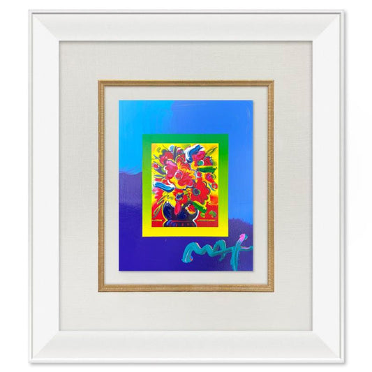Peter Max, "Flowers" Framed One-of-a-Kind Acrylic Mixed Media, Hand Signed with Registration Number Certifying Authenticity