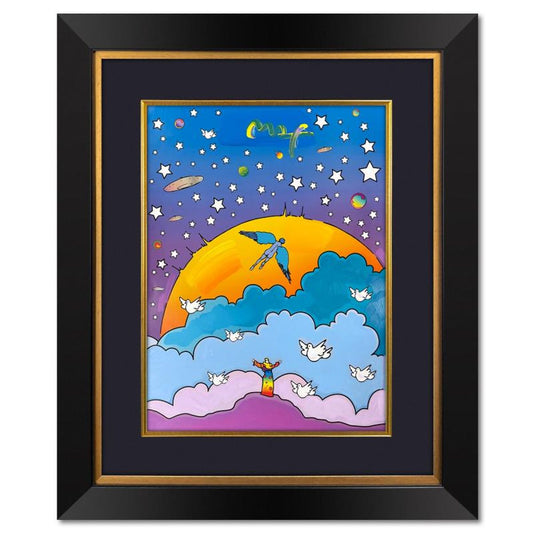 Peter Max, "Beginning of New Age" Framed One-of-a-Kind Acrylic Mixed Media, Hand Signed with Registration Number Certifying Authenticity