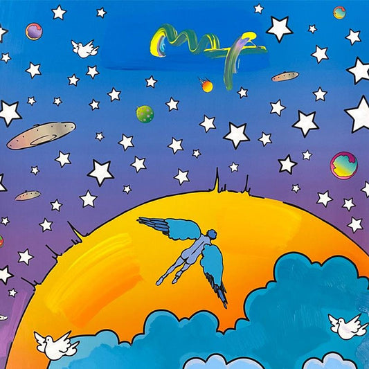 Peter Max, "Beginning of New Age" Framed One-of-a-Kind Acrylic Mixed Media, Hand Signed with Registration Number Certifying Authenticity