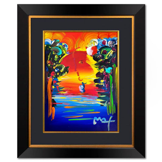 Peter Max, "Better World" Framed One-of-a-Kind Mixed Media, Hand Signed with Registration Number Certifying Authenticity.