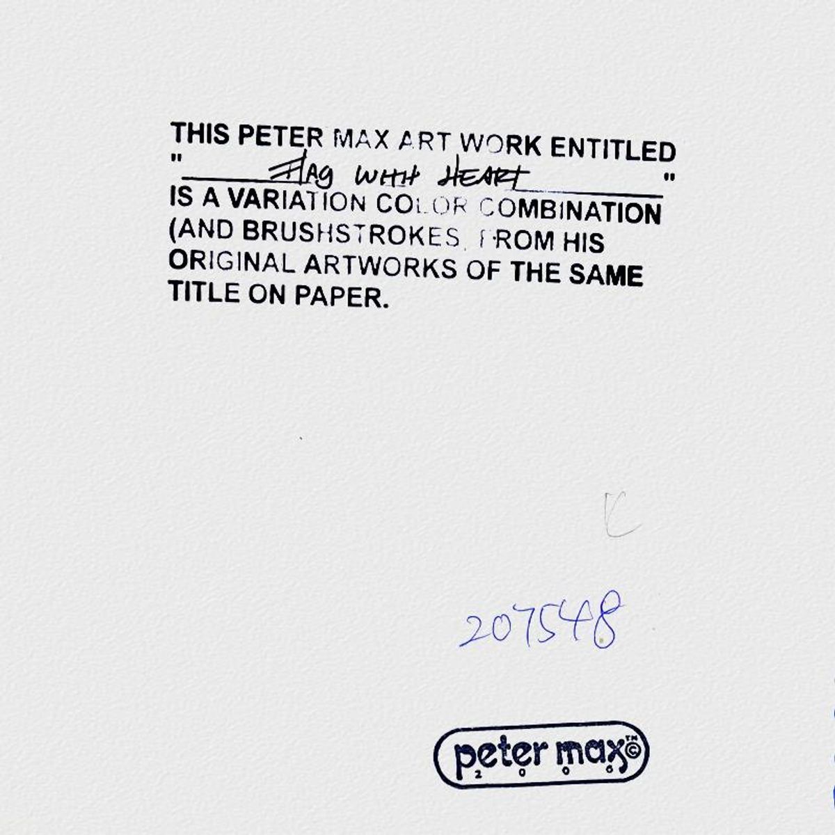 Peter Max, "Flag" Framed One-of-a-Kind Mixed Media, Hand Signed with Registration Number Certifying Authenticity.