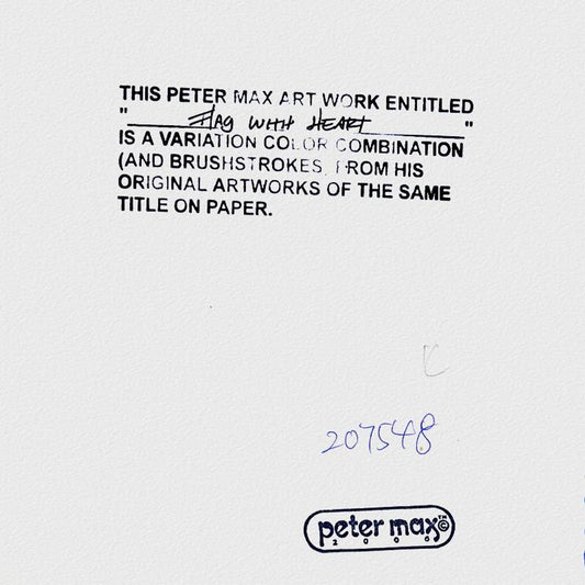 Peter Max, "Flag" Framed One-of-a-Kind Mixed Media, Hand Signed with Registration Number Certifying Authenticity.